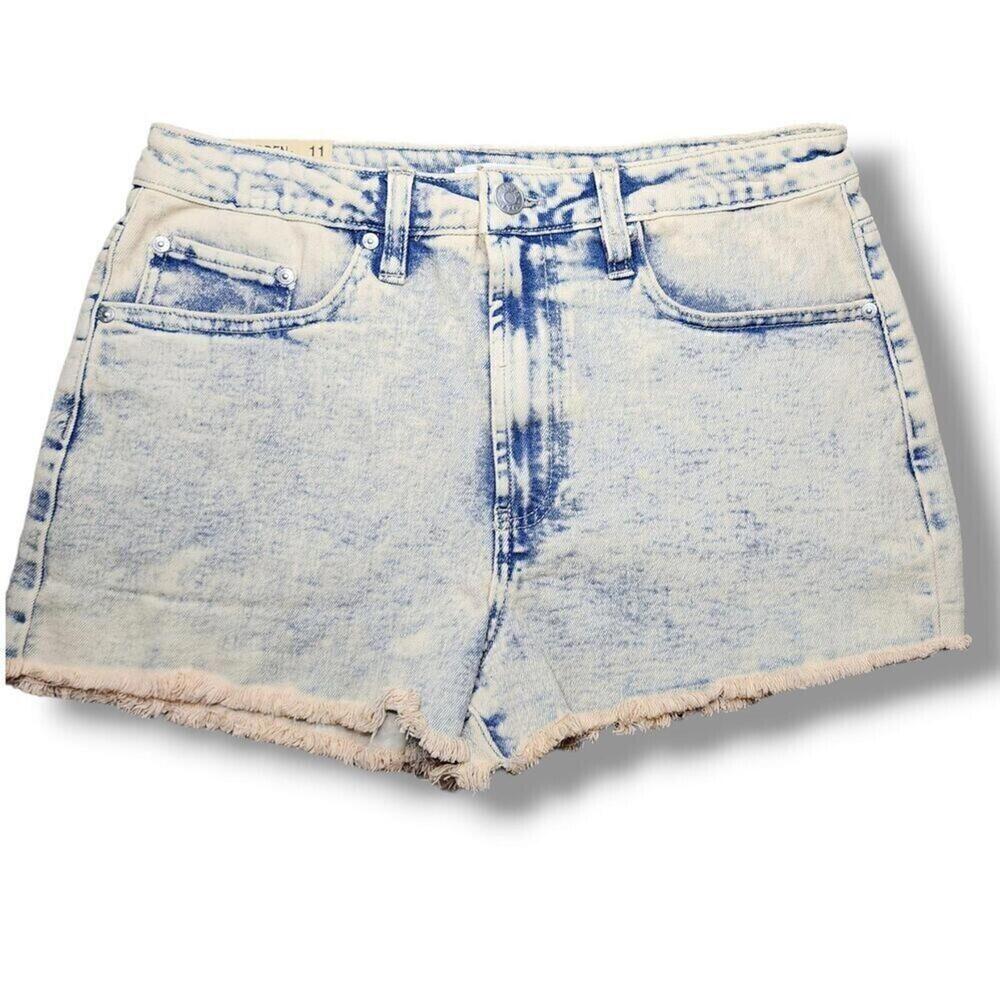 Madden NYC Women's High-Rise Distressed Denim Shorts Size 11 Bleach Wash Frayed